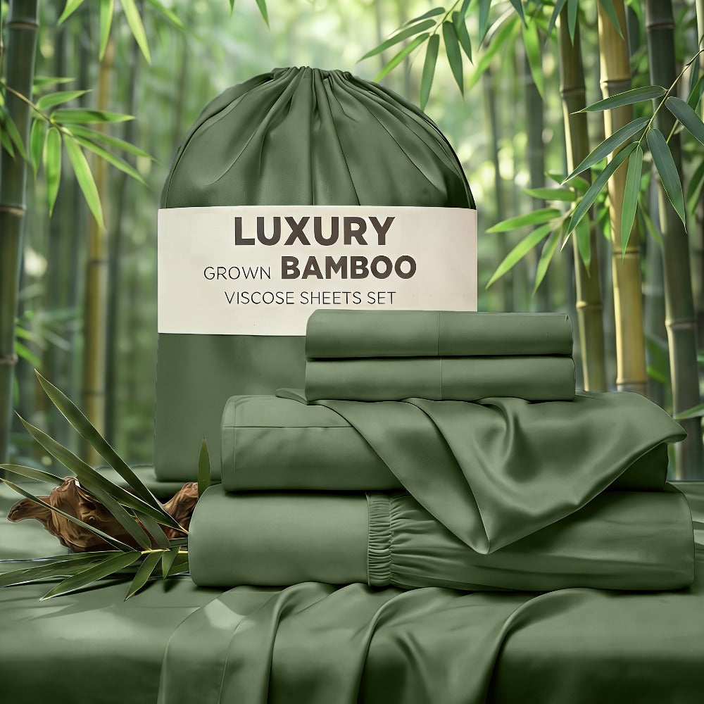 Cooling Bed Sheet Set 4 Piece Bamboo Rayon Deep Pocket Twin Full Queen King Extra Soft Wrinkle Fade Stain Resistant Hotel Luxury Pillowcase Bedroom Decor - product image 21