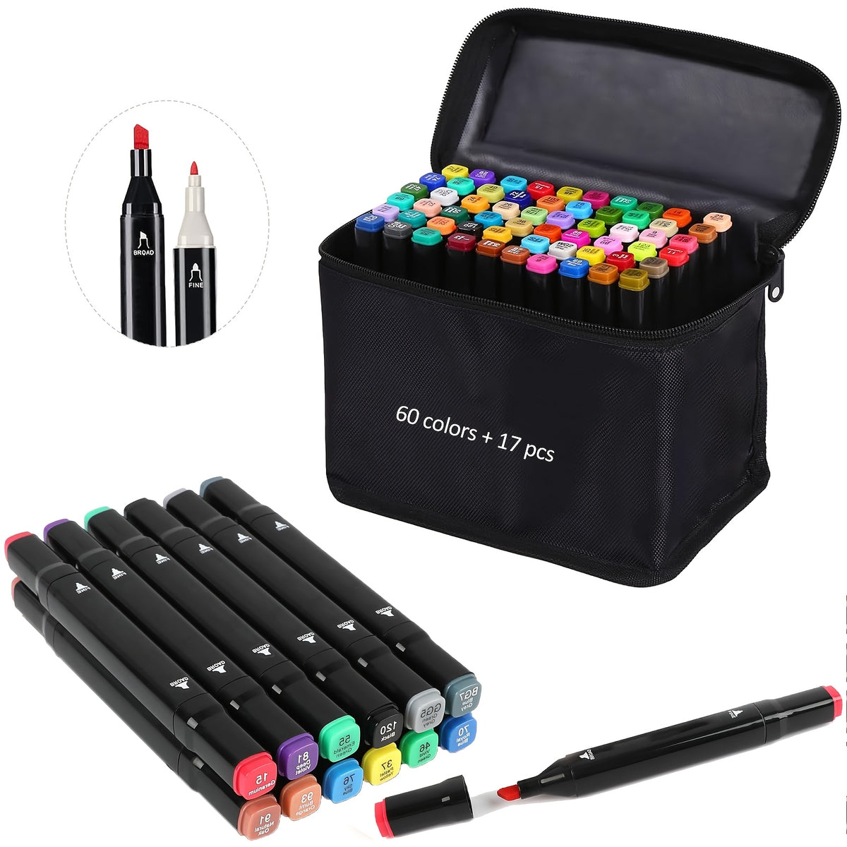 32/60+17/100/100+17/172 Colors Dual Tip Artist Alcohol Markers Set with Carrying Case, for Drawing, Sketching, Card Making and Illustration - Perfect for - product image 3