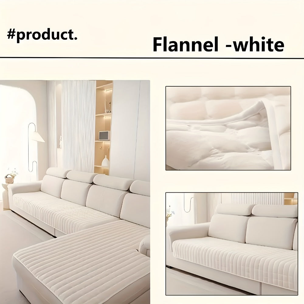 Quilted Flannel Velvet Sofa Cover 2pcs Set | Luxurious Jacquard Couch Cover, Soft Furniture Protector, Pet Friendly Machine Washable, All Season, Living Room Bedroom Office - product image 15