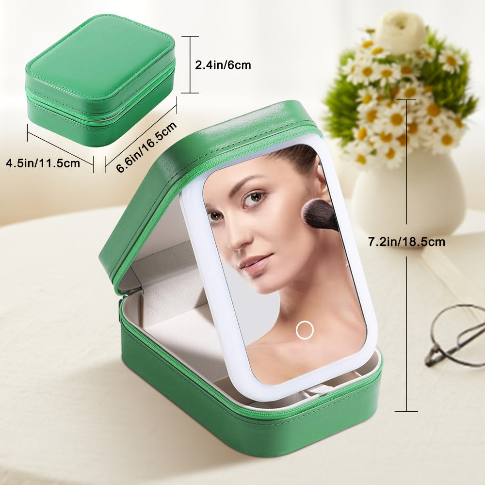 Lighted Makeup Case with LED Mirror & Cosmetic Organizer - 1200mAh Rechargeable USB Travel Makeup Train Case Portable Vanity Mirror for Women Girls Birthday Gift - product image 6