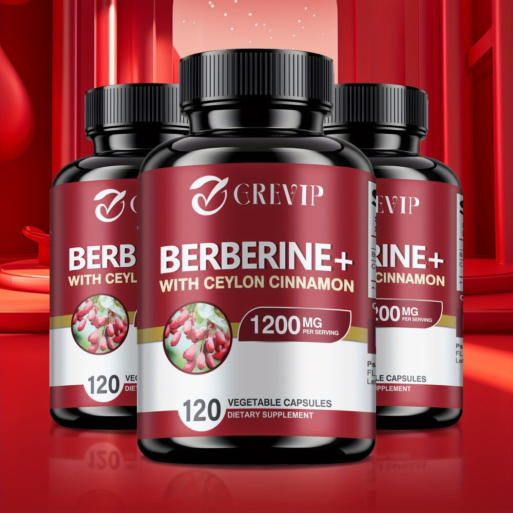 Berberine + Ceylon Cinnamon Supplement 120 Capsules – Support Healthy Cholesterol, Blood Sugar & Heart Health | Berberine HCl Dietary Supplement for Women & Men - product image