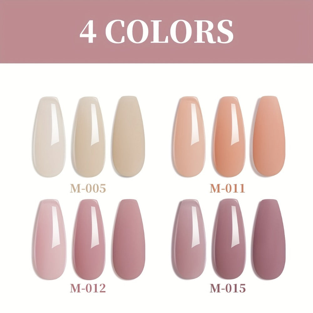 Jelly Gel Nail Polish Set 4pcs Nude Icy Translucent - Semi-Permanent LED Cured Long Lasting Glossy DIY Home Manicure Nail Art Kit 0.51oz - product image 9