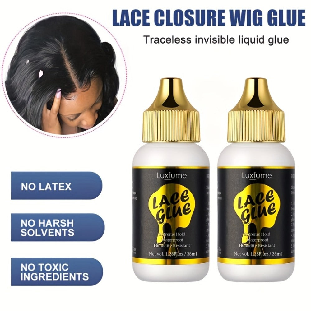 Lace Glue for Wigs Strong Hold Invisible Bonding Adhesive Waterproof Extreme Hold Fast Drying Lace Front Wig Glue for Daily Wear Styling 2pcs Set - product image 12