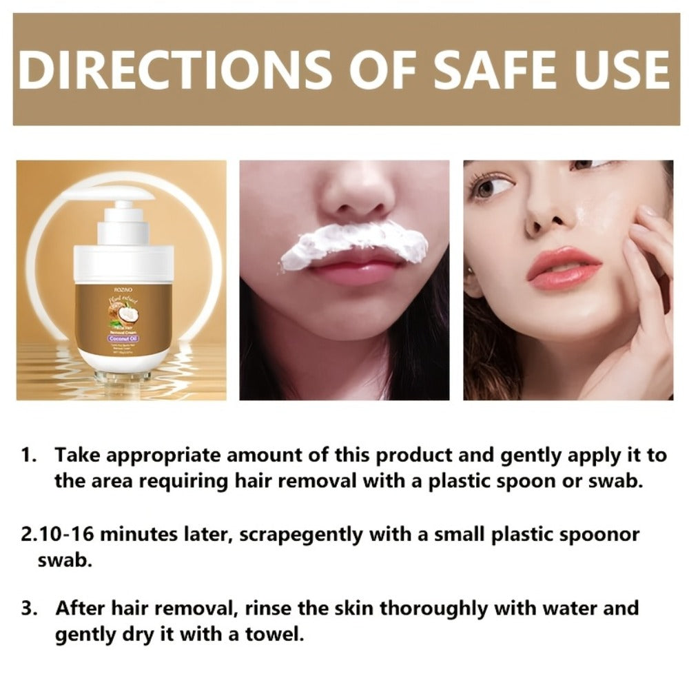 Coconut Oil Hair Removal Cream 2-Pack Gentle Depilatory for Women & Men — Natural Ingredients Deeply Hydrating Minimizes Irritation, Smooth Skin for Face Legs Arms Body, At-Home Pa - product image 11