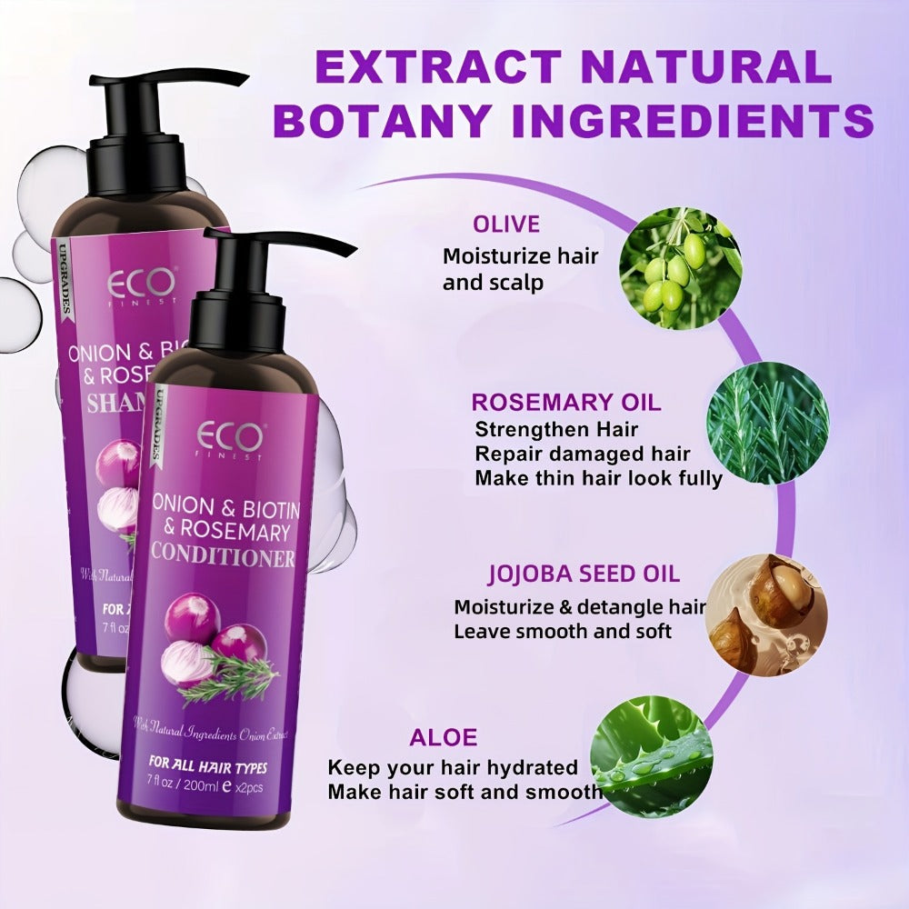 Onion Biotin Shampoo and Conditioner Set — Rosemary & Jojoba Oil, Anti-Dandruff, Strengthening & Nourishing for Dry Rough Damaged Hair, Promotes Hair Growth, Smoothing Formula, Men - product image 9