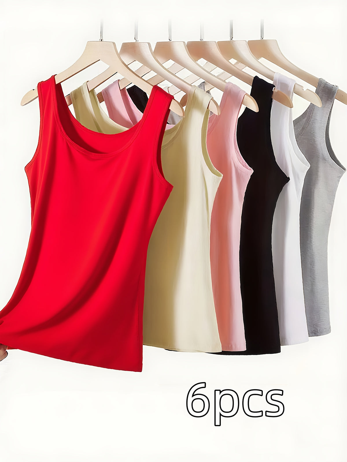 6pcs Women's Soft Sticky Blouses - Sleeveless Shirts with Semi-Sheer Adhesive Top Layer (No Padding), Breathable All-Season Vest for home & Layering - product image 4