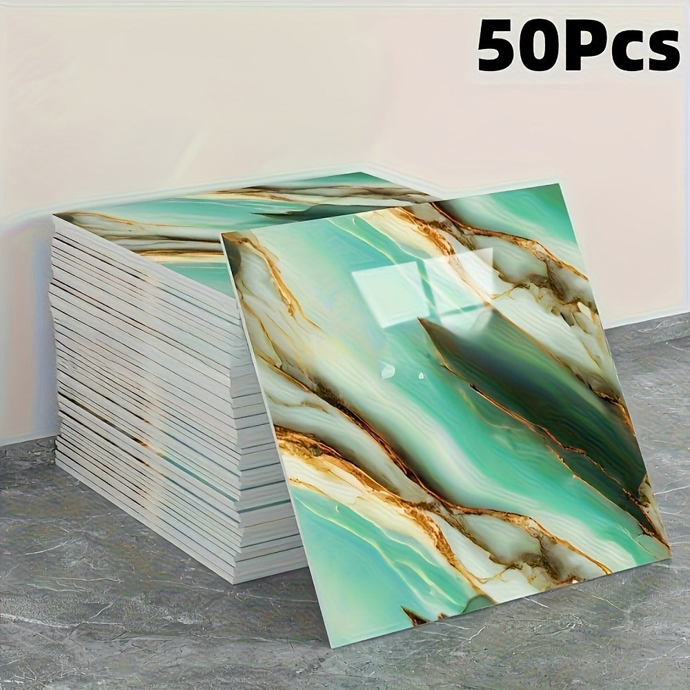 Peel and Stick Wall Tile Stickers Marble Pattern Self-Adhesive Waterproof Glossy Wallpaper 50/100Pcs for Kitchen Bathroom Living Room Home Decor - product image 23