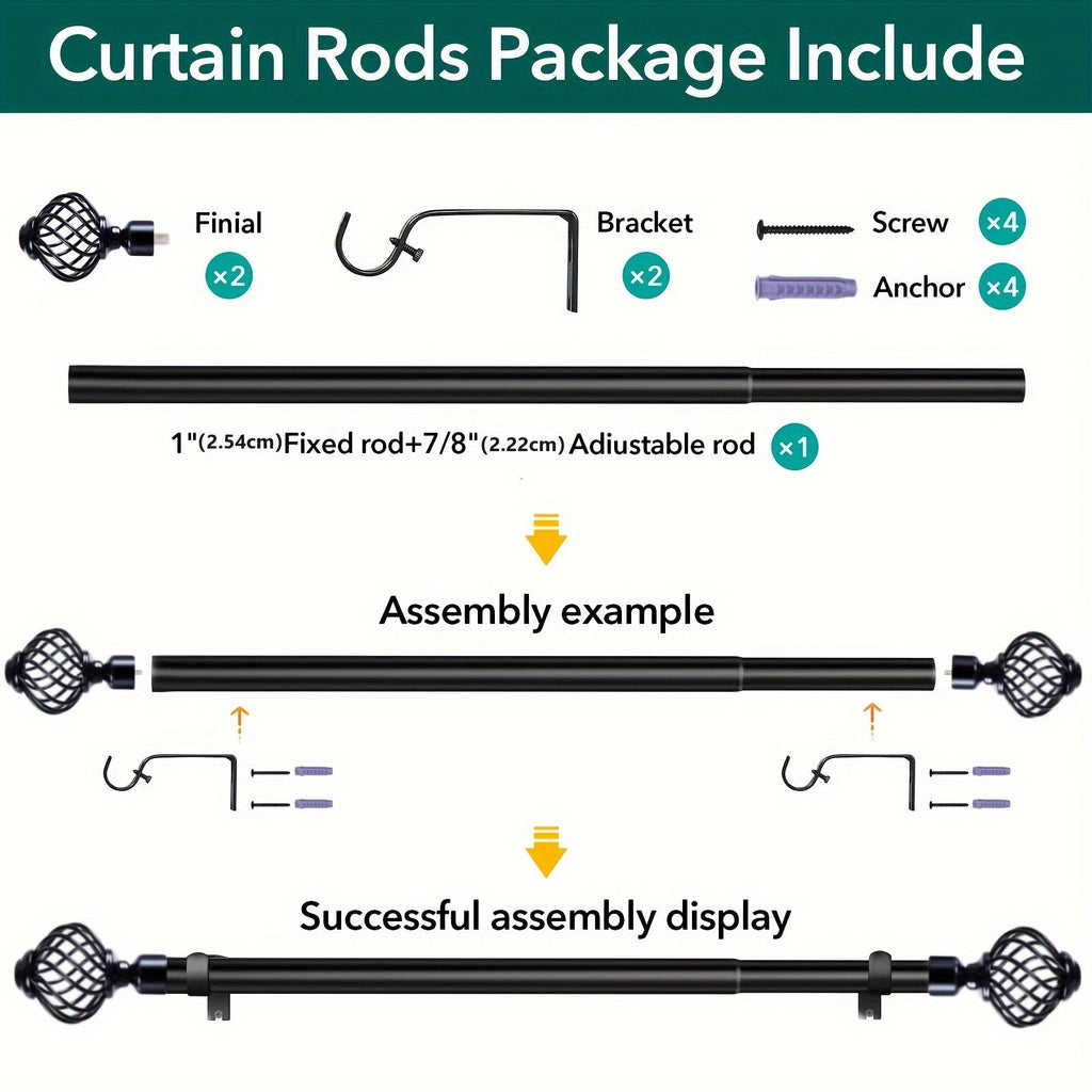 Black Adjustable Curtain Rod Heavy Duty Farmhouse Decorative Drapery Rod for Bedroom Living Room Kitchen Patio 4 Sizes Easy Install - product image 18