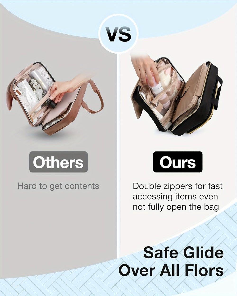 Hanging Travel Toiletry Bag Large Capacity for Full-Size Products Waterproof Cosmetic Organizer with Hook — Bathroom Makeup Travel Bag for Women Pink Beige Black - product image 16