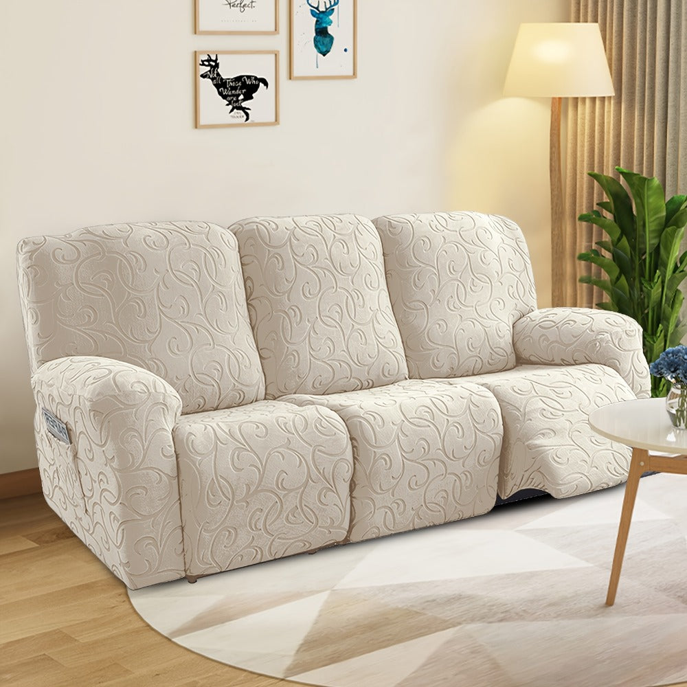 Chenille Recliner Sofa Cover 3 Seater High Stretch Thickened Hooked Fabric - Machine Washable Wear Resistant Couch Slipcover | Sand Color Light Grey Chocolate | Living Room Bedroom - product image 12