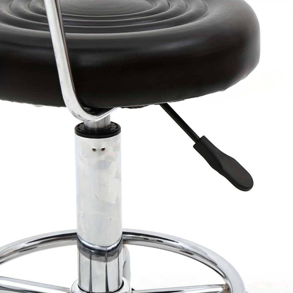 Cushioned Salon Stool with Backrest & Adjustable Height 18.9"-22.8" - Round 360° Swivel Chair for Hair Salon Spa Barbershop Office Home, Chrome Base, Black - product image 7