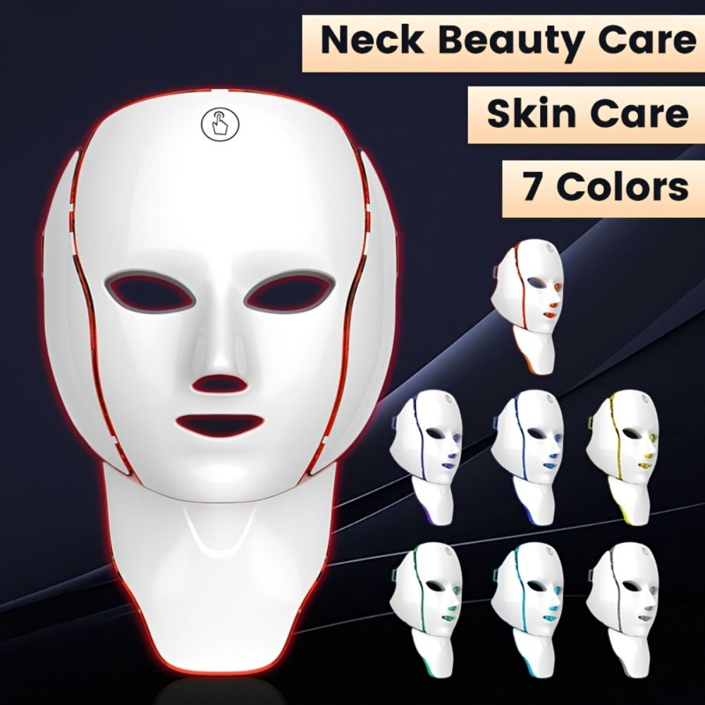 7-Color LED Light Therapy Facial Mask Device – Skincare Beauty Tool for Face & Neck, USB Rechargeable, Anti-Aging Red Light, Acne Blue Light, Skin Rejuvenation Gift - product image