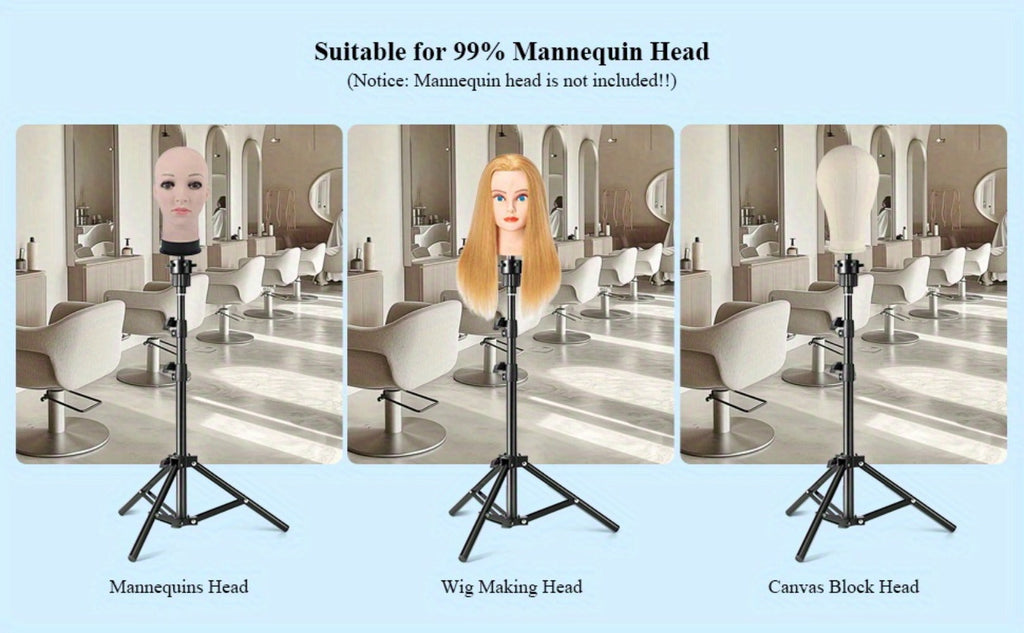 Adjustable Wig Stand Tripod 360 Rotation Aluminum Alloy Height Adjustable to 50 Inch Foldable Portable Mannequin Head Stand for Styling Cosmetology Hairdressing Training Home Salon - product image 11
