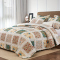 Quilt Set 2 3 Piece Lightweight Floral Patchwork Coverlet Bedding Set with Pillow Shams, Boho Quilted Bedspread for Twin Full Queen King, All Season Soft Cozy Bed Cover Green Blue  - product image 18