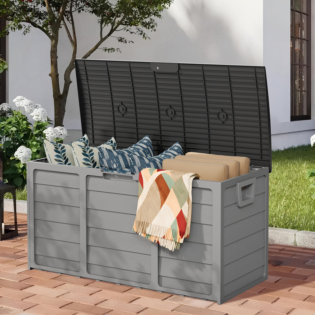 75 Gallon Resin Outdoor Storage Box with Handles, Deck Box with Handles for Pool Accessories, Garden Tools, Camping Gear, Holiday Gift, Easy to Assemble, Box - product image 5