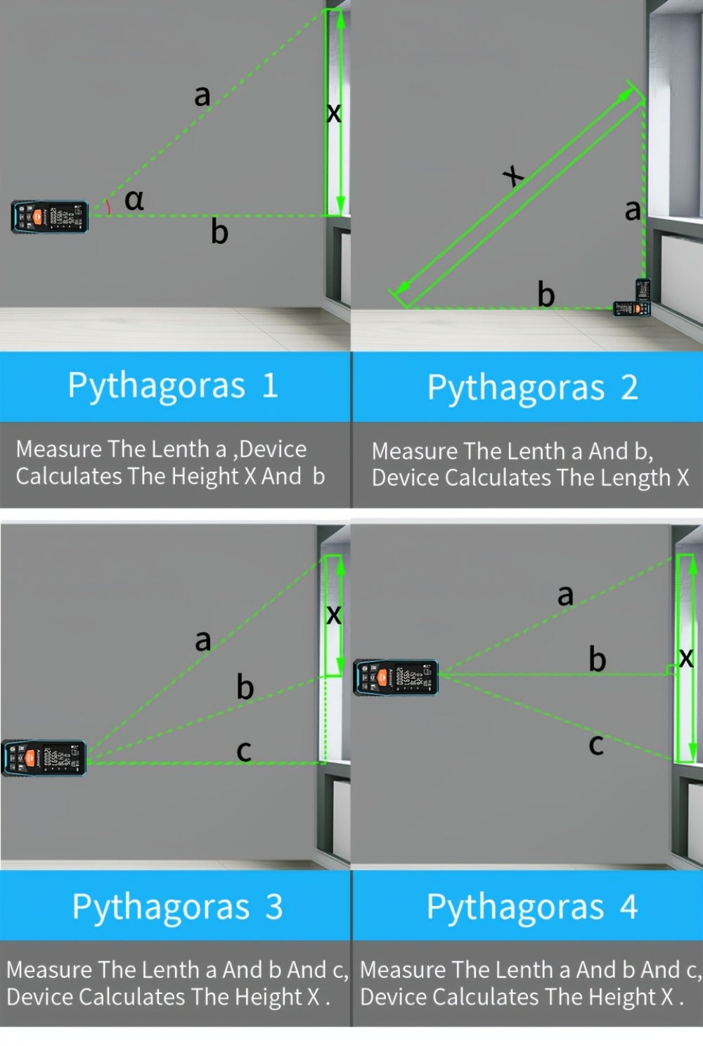 Laser Distance Meter Green Beam Digital Rangefinder 50M 70M 100M 120M Laser Tape Measure with LCD Display for Construction Surveying Indoor Outdoor Measuring - product image 31