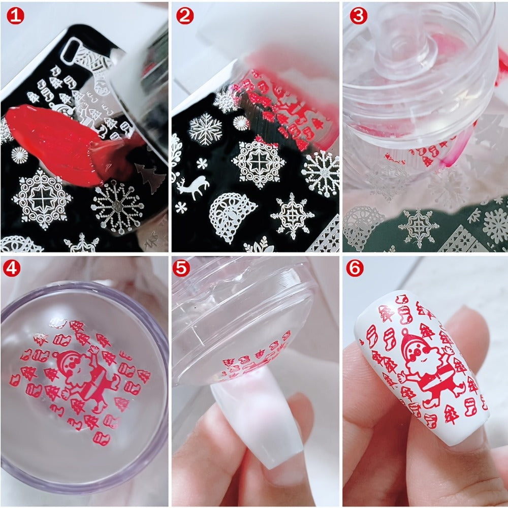 Nail Stamping Plate Set 9Pcs with 7 Mixed Design Stainless Steel Plates – Complete Nail Art Stamp Kit with Stamper & Scraper for Floral Geometric Abstract DIY Manicure Printing, Re - product image 6