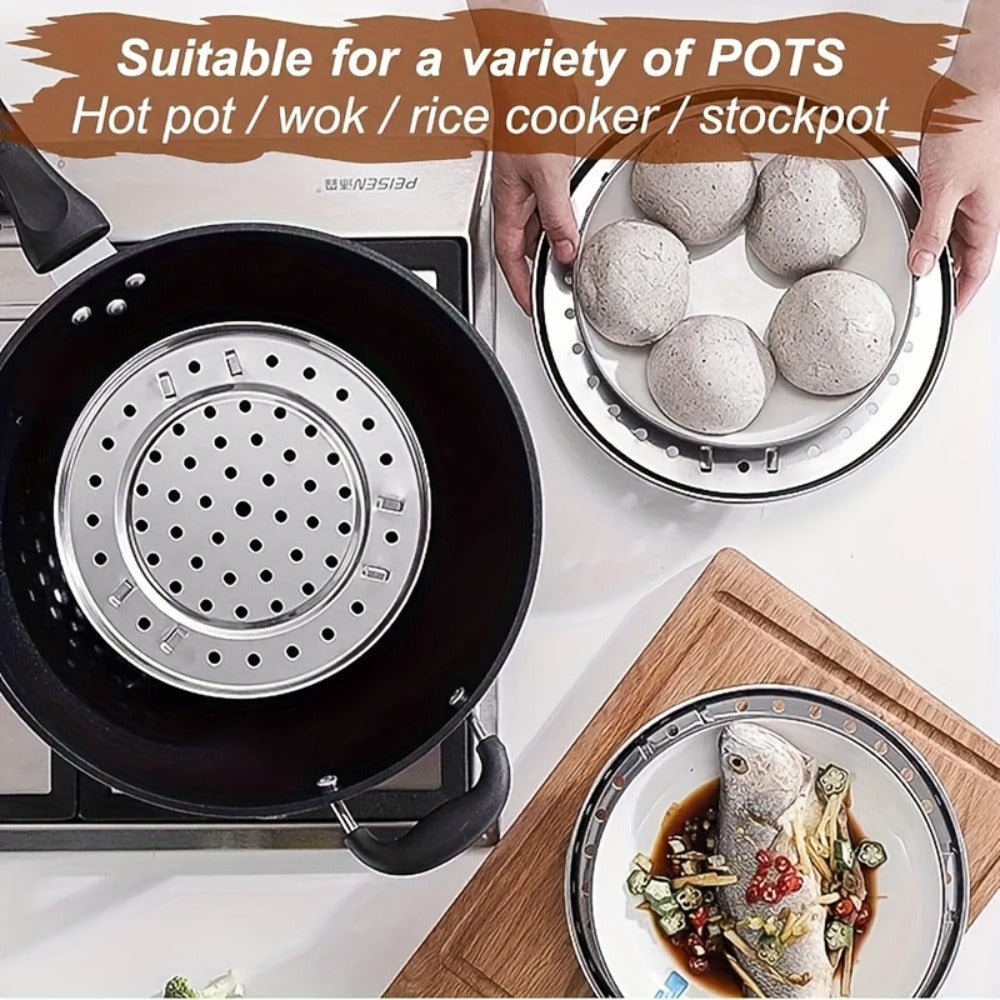 Stainless Steel Steamer Rack Set 3-Piece Multi-Layer Round Steamer Insert with Can Holder – Fits Most Pots for Home Kitchen | Stackable Steam Tray Cooking Rack for Vegetables Dumpl - product image 8