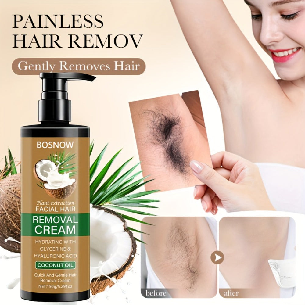 Painless Hair Removal Cream 150g 3-Minute Fast Acting – Coconut Extract Squalane Depilatory for Underarms Arms Legs Thighs Body Bikini, Smooth Skin Up to 15 Days for Women - product image 2