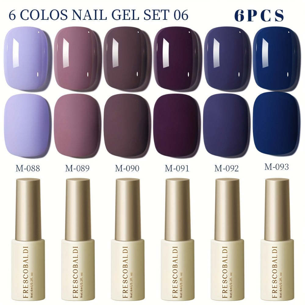 Solid Color Gel Nail Polish Set 6pcs Self-Leveling Soak-Off UV LED High Gloss Chip-Resistant – Popular Salon Shades for Daily Manicure, 8 Color Palettes Available, Nail Art Gift fo - product image 7