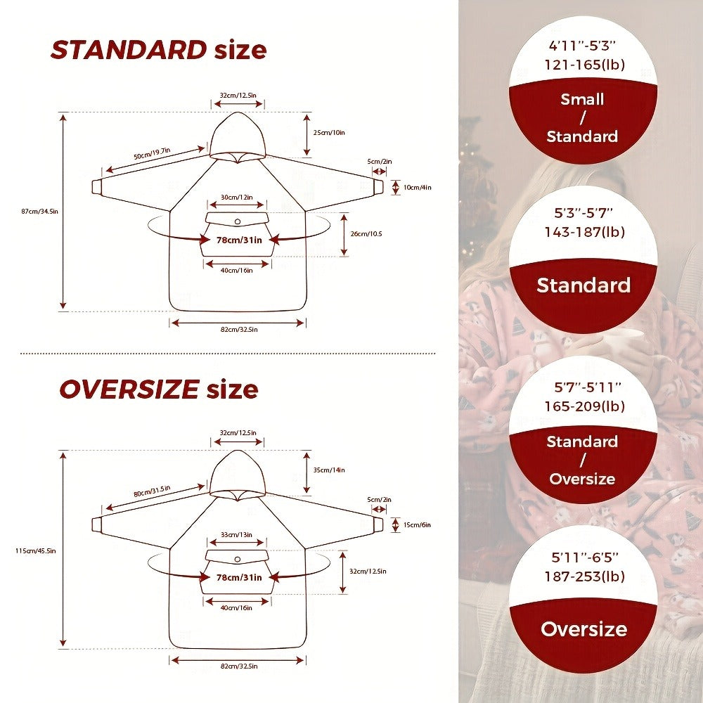 Wearable Blanket Hoodie – Oversized Flannel Sweatshirt Blanket with Pockets for Women & Men, 450-500gsm Thick Warm Winter Cozy - product image 4