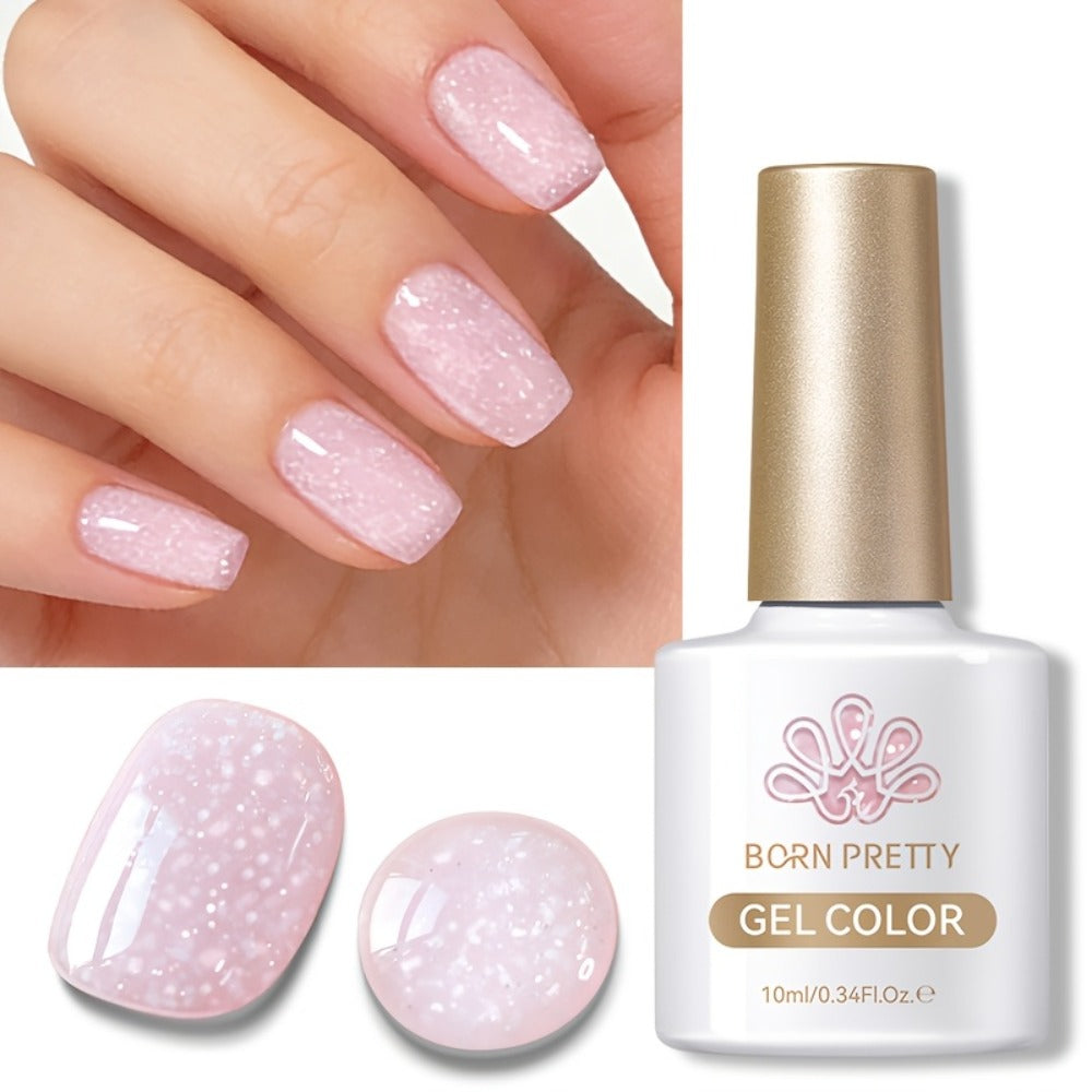 Glitter Jelly Gel Nail Polish Snowflake Sequin Pink Soak-Off UV LED – Semi-Permanent Sparkle Gel Varnish 10ml, Long-Lasting Christmas Holiday Winter Nail Art for DIY Salon Manicure - product image 3