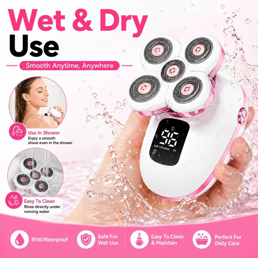 Waterproof Electric Shaver for Women & Men – IPX6 Rotary Head, Wet & Dry Body Hair Removal, Floating Head, Type-C Charging, LED Display, Underarm Leg Arm Face Shaver, Holiday Gift - product image 8