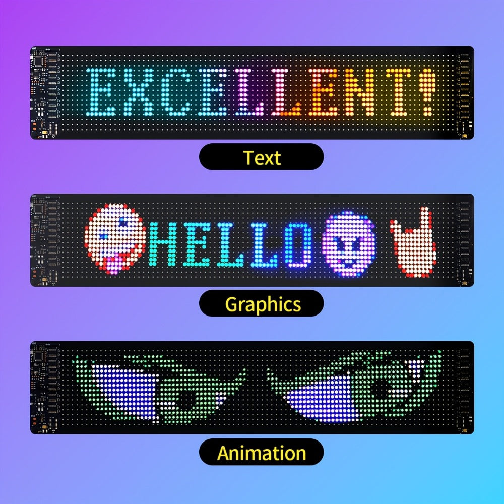 Programmable LED Sign Flexible Matrix Panel – App & USB Control, RGB Multicolor, Music Sync, Text & Animation Display for Indoor Shop, Party & Event Decoration (16×32 to 16×192) - product image 4