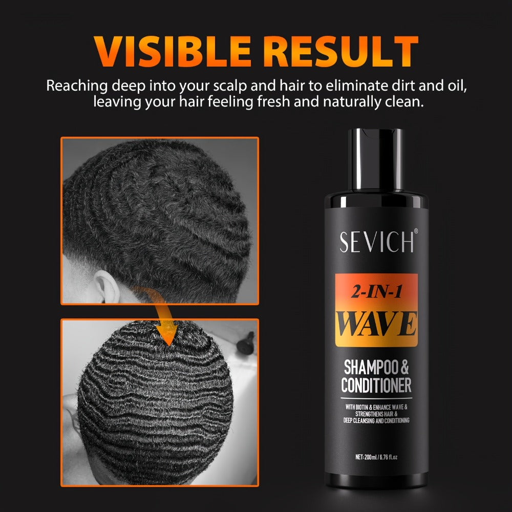 360 Wave Shampoo & Pomade for Men 2-in-1 with Biotin & Glycerin – Deep Cleansing Conditioning Formula, Strengthens Hair, Defines & Lays Waves, Durag Routine Compatible, 200ml - product image 4