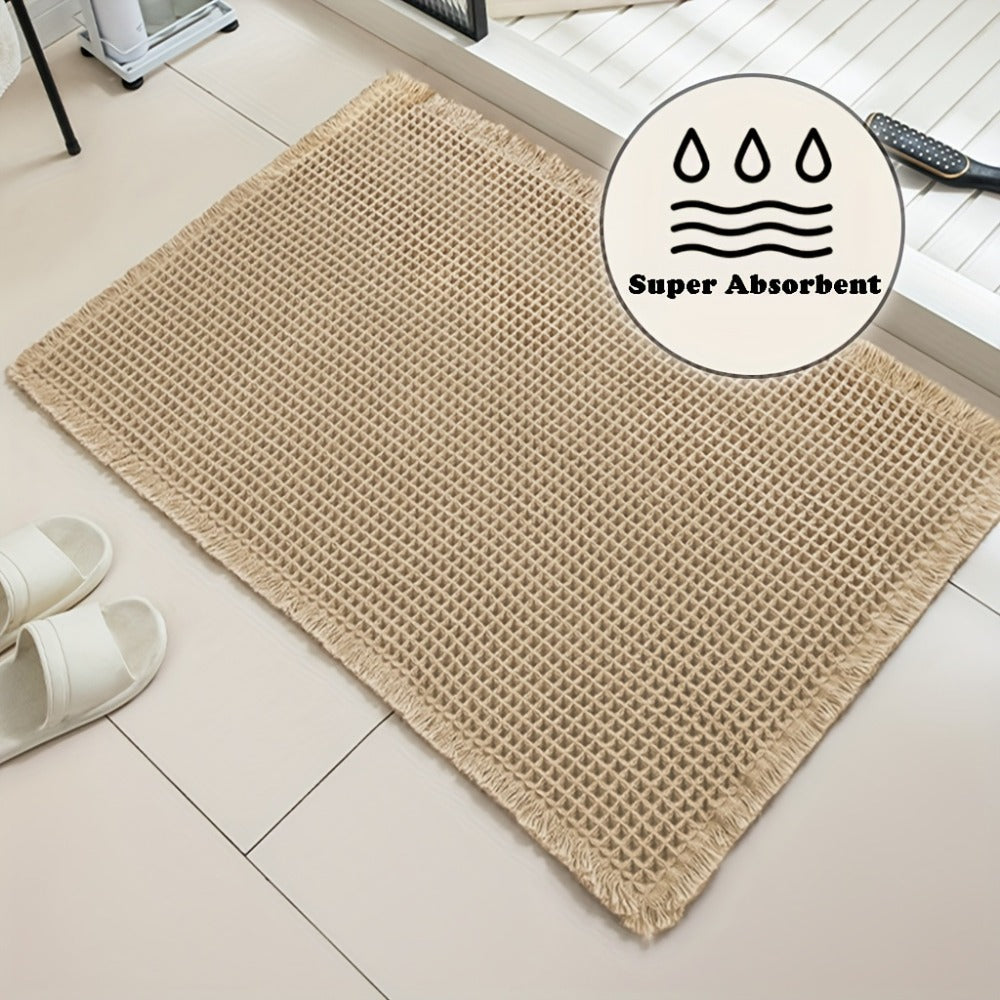 Non-Slip Bath Mat with Tassels Super Absorbent Ultra Soft Machine Washable Bathroom Rug with Anti-Skid Backing 2 Sizes - product image 2