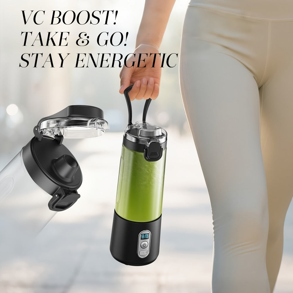Portable Smoothie Blender USB-C Fast Charge 6-Blade Stainless Steel – Digital Timer Battery Display High-Speed Ice Crush No-Spill Lid | Protein Shake Gym Travel Blender in Black Pi - product image 9