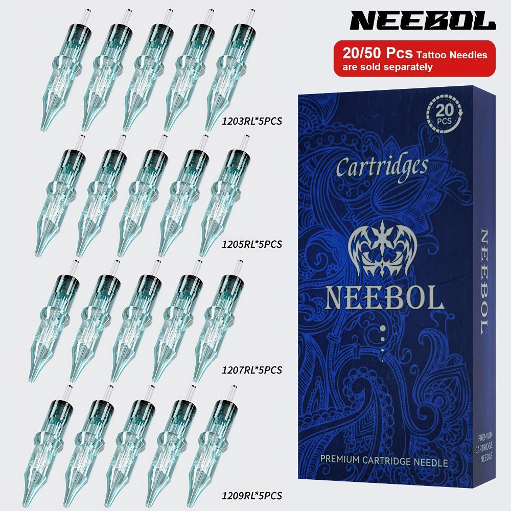 Tattoo Cartridge Needles Disposable 20/50pcs - Standard Round Liner RL & Round Magnum RM Mixed Sizes, Sterile Tattoo Needle Cartridges for Professional Artists & Beginners, Body Ar - product image