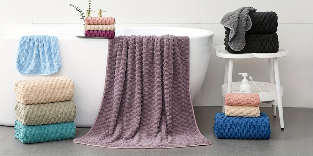 Oversized Bath Towel Set 800GSM 32x64 Inch Extra Large Microfiber - Ultra Soft Quick Dry Striped Spa Grade | Single or 4pcs Random Color | Beige White Light Blue Dark Gray | Modern - product image 19