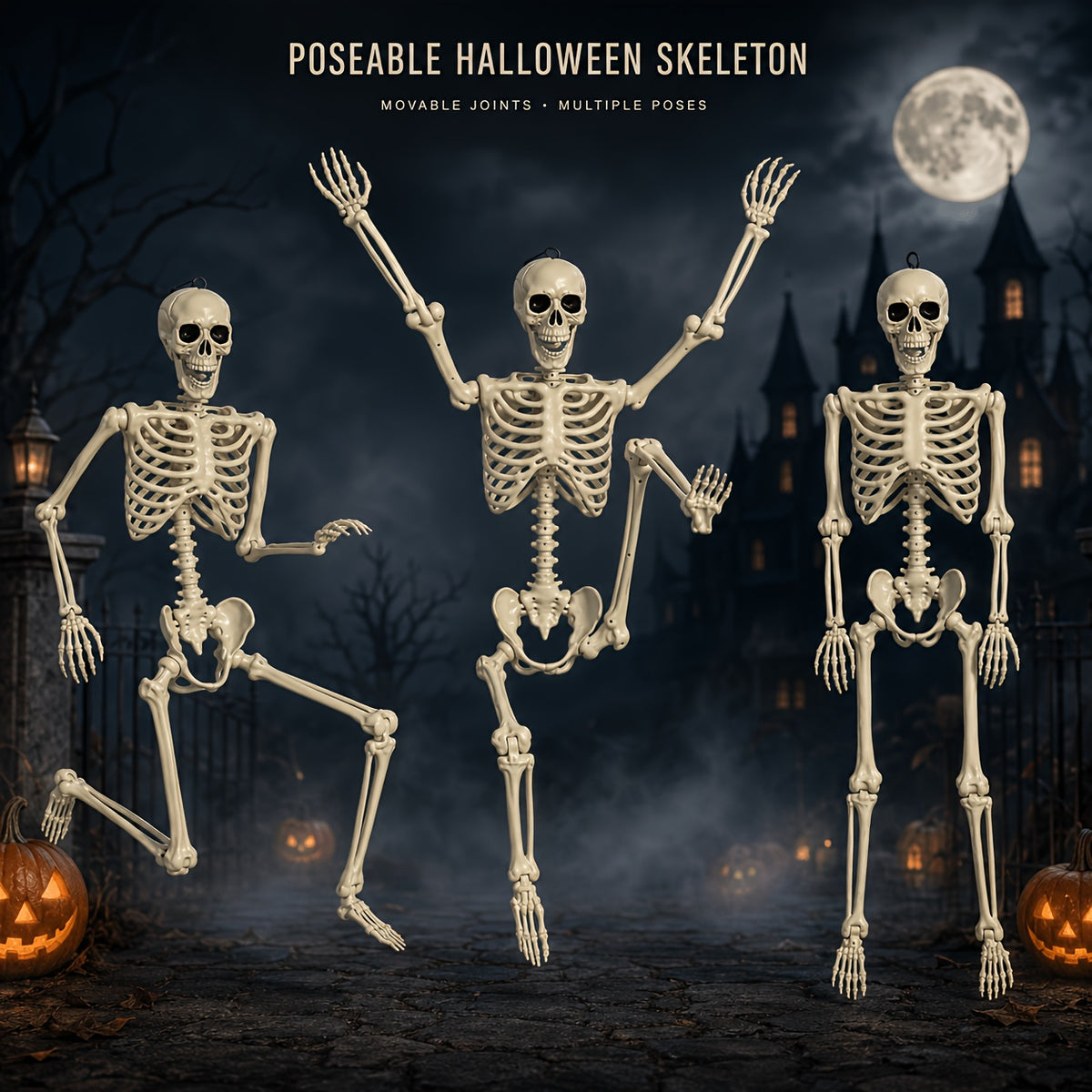 5.4Ft Adjustable Life-Size Human Adult Skeleton Plastic Human Bones with Movable Joints for Halloween Decoration - product image 3