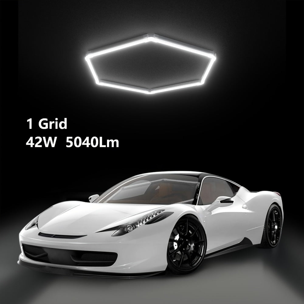 LED Hexagonal Garage Light 6500K – Super Bright Daylight White Shop Light 42W–620W for Auto Detailing, Warehouse, Workshop, Basement & Gym (1 to 32 Grids, Hex Frame Available) - product image 17