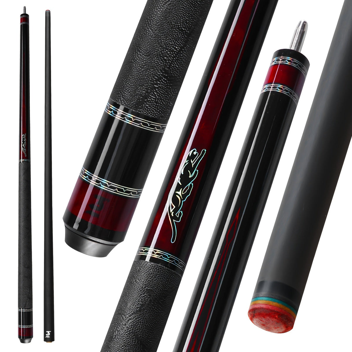 Carbon Fiber Pool Cue Stick 58 Inch – Low Deflection Billiard Cue with 12.5mm Tip, 3/8x8 Pin Joint, Leather Grip & Vacuum Quick Connector, Professional Billiards Stick for Accurate Ball Control