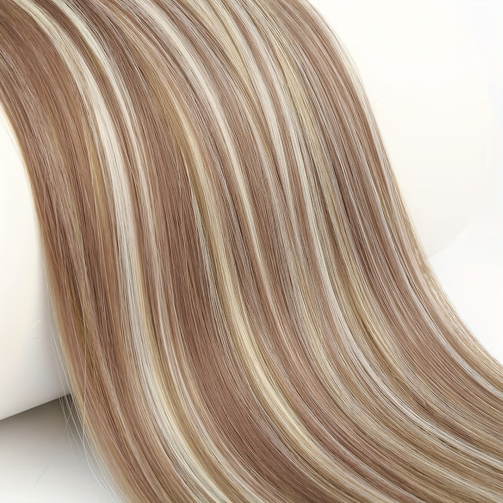 34 Inch Straight Ponytail Extension Ribbon Wrap – Long Sleek High Temperature Fiber Hairpiece for Women | Instant Wrap On Ponytail | Daily Wear Party Wedding | Brown Linen Champagn - product image 2