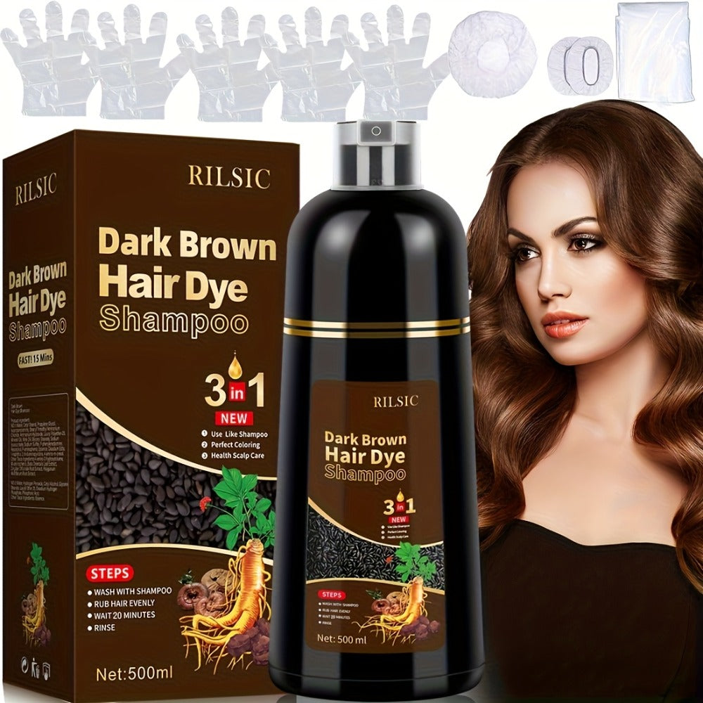 Gray Hair Coverage Shampoo 3-in-1 Hair Dye Shampoo 3-Pack | Herbal Natural Formula Color in Minutes | Long-Lasting Black Brown Chestnut Brown | No Mixing Easy Home Hair Color for M - product image 11