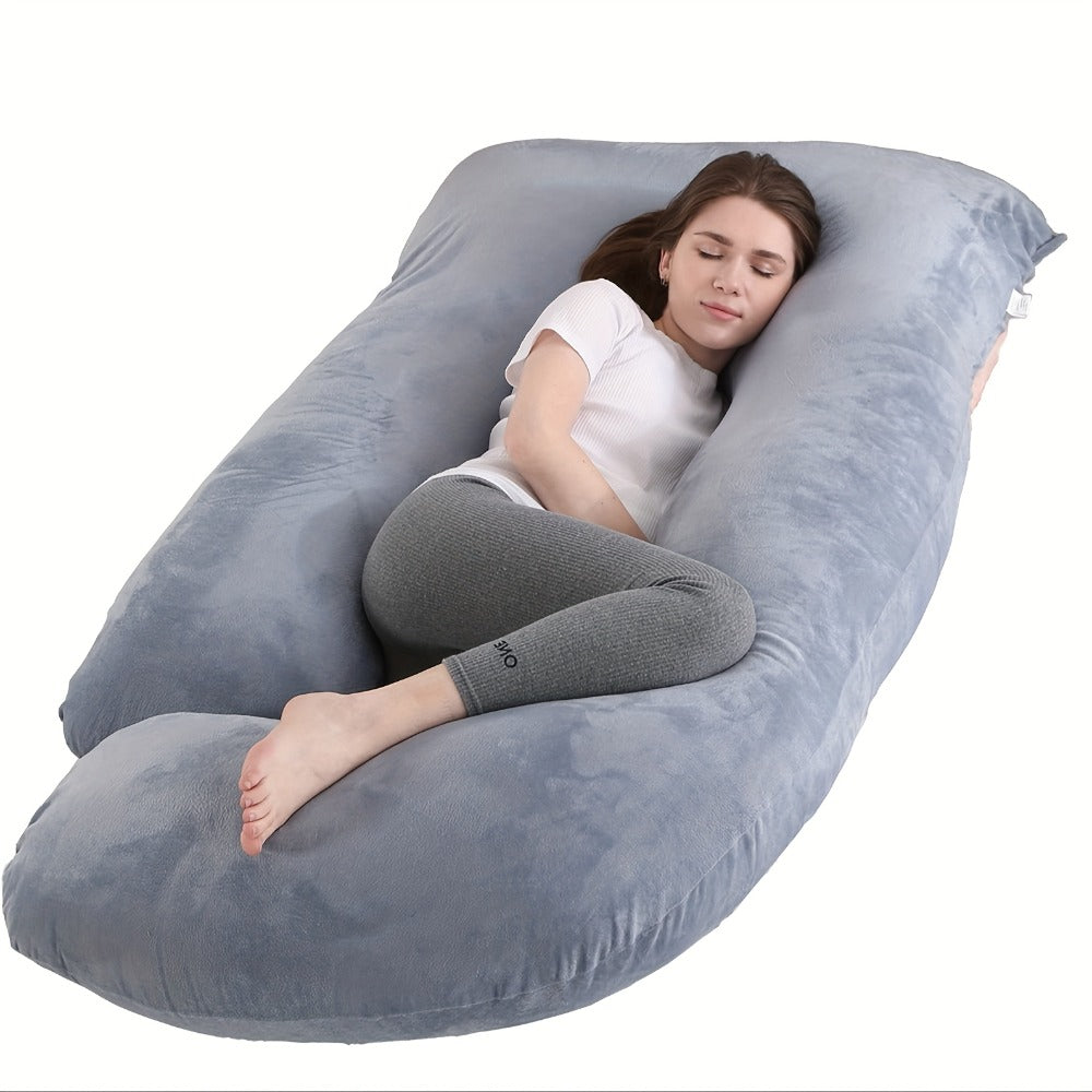 Maternity Pillow Full Body Pillow J-Shaped Pregnancy Pillow with Removable Cover Back Leg Tummy Support Multiple Styles & Sizes - product image