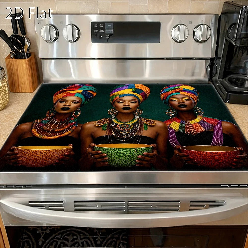 Stove Protector Mat African Tribal Pattern | Heat-Resistant Cooktop Cover for Gas Stove Induction Cooker & Oven | Reusable Non-Slip Kitchen Mat | Glass Countertop Washer Dryer Top  - product image 2