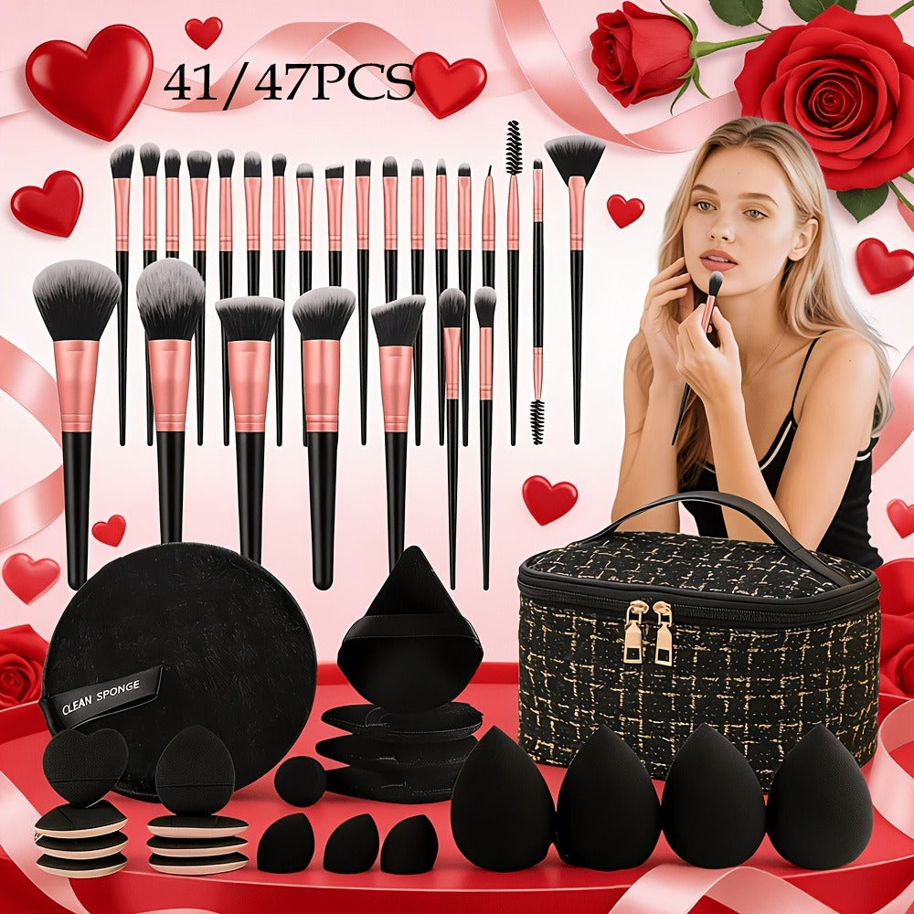 Makeup Brush Set 41/47PCS Professional Ultra-Soft Eyeshadow Blending Kit - Concealer Contour Foundation Brushes & Sponges for Flawless Application - Retractable Travel Design Wet D - product image 11