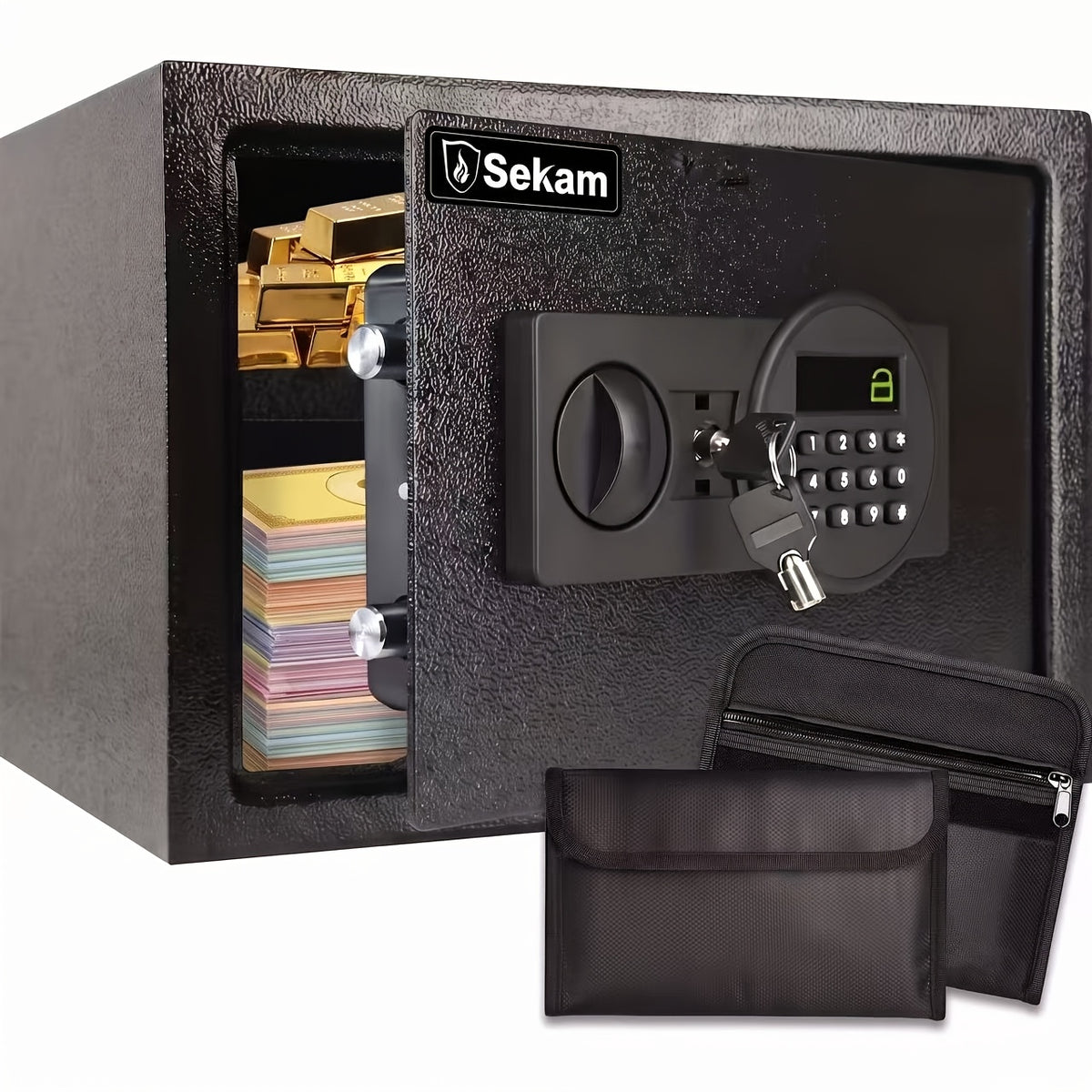 Heavy Duty Steel Safe With Cash Bag Without Cash Bag Home Safety Safe Equipped With A Combination Lock and Key Lock Suitable For Storing Cash Documents and - product image