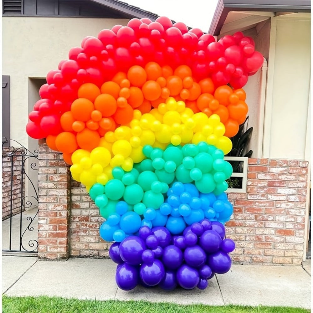DIY Balloon Garland for Birthday Baby Shower Wedding Bridal Shower Graduation & Holiday Party Decorations | Balloon Arch Kit 422 Pcs Rainbow Matte Latex Balloons in 4 Sizes 5" 10" 12" 18"