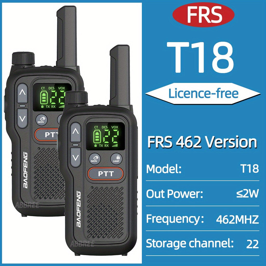 FRS Two Way Radio Rechargeable | BAOFENG BF-T18 Walkie Talkies Long Range with NOAA Weather Alert | VOX Hands-Free | 1500mAh USB-C Battery | LED Flashlight - product image 2