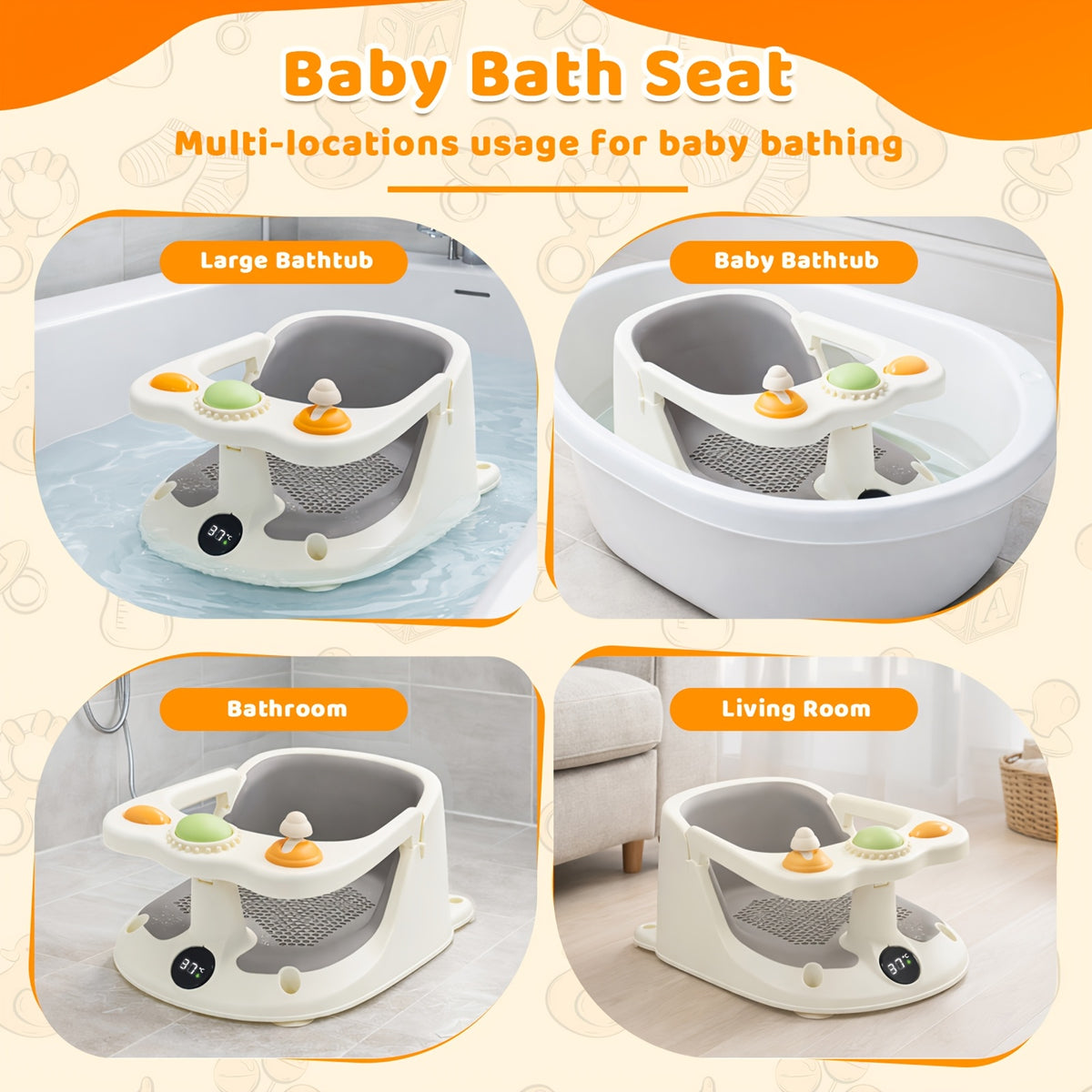 Toddler Bath Seat, Baby Bath Seat, Baby Shower Safety Products for Bathing and Showering for Children to Sit, Baby Bath Seat for Babies 6 Months & Up Non-Slip - product image 8
