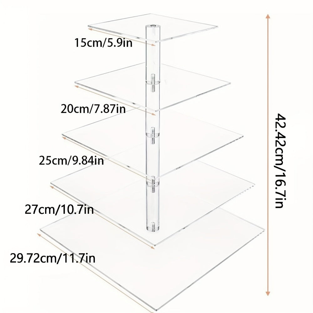 5-Tier Acrylic Cupcake Stand with LED String Lights – Square Dessert Display Tower for 60 Cupcakes Birthday Wedding Baby Shower Tea Party Elegant Transparent Cake Display Rack Easy - product image 3