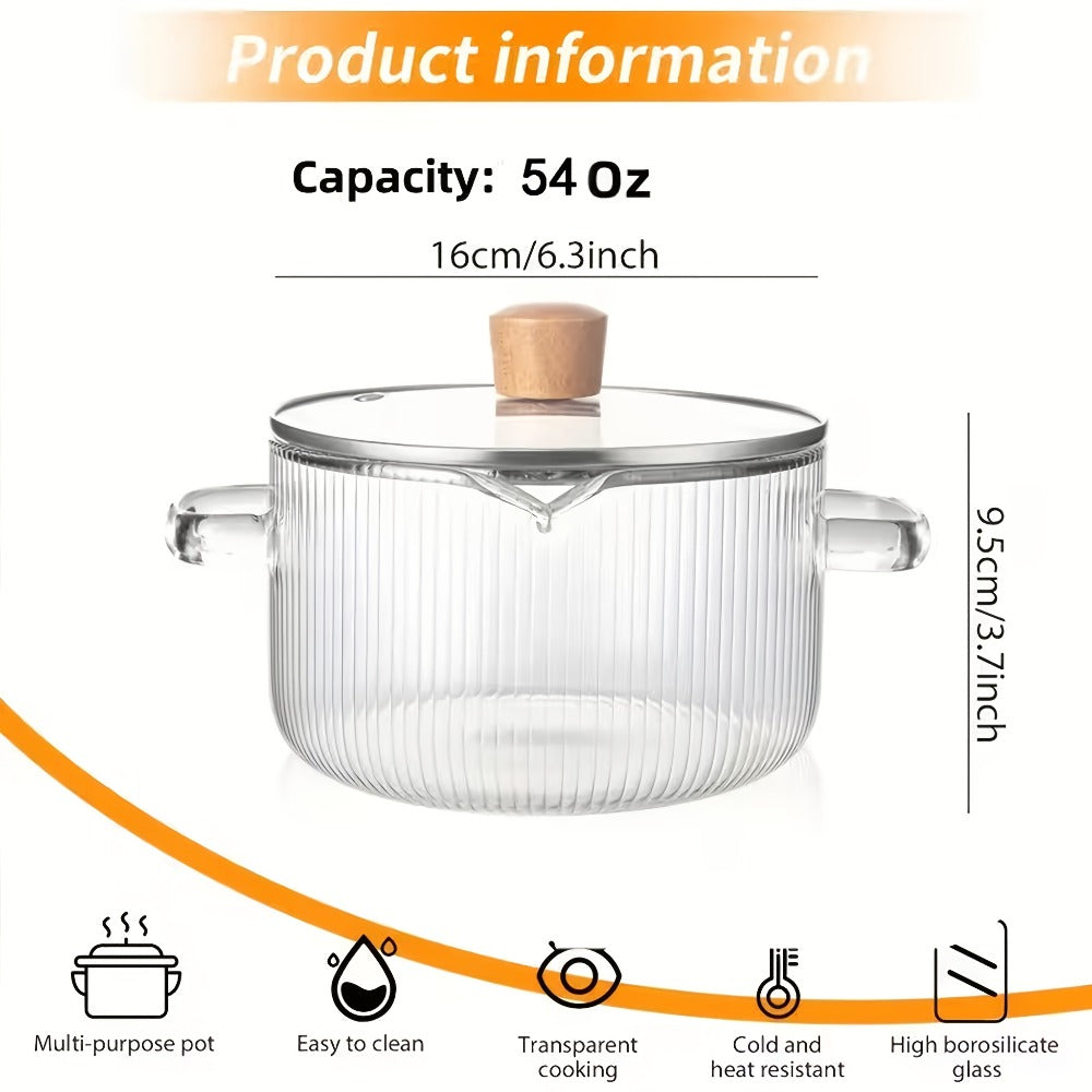 Glass Saucepan Set 2-Pack Stovetop Safe Borosilicate Ribbed Pots with Lids – 78oz & 54oz Heat Resistant Cookware for Soup, Ramen, Milk | Transparent Glass Pot Kitchen Cooking Set w - product image 7