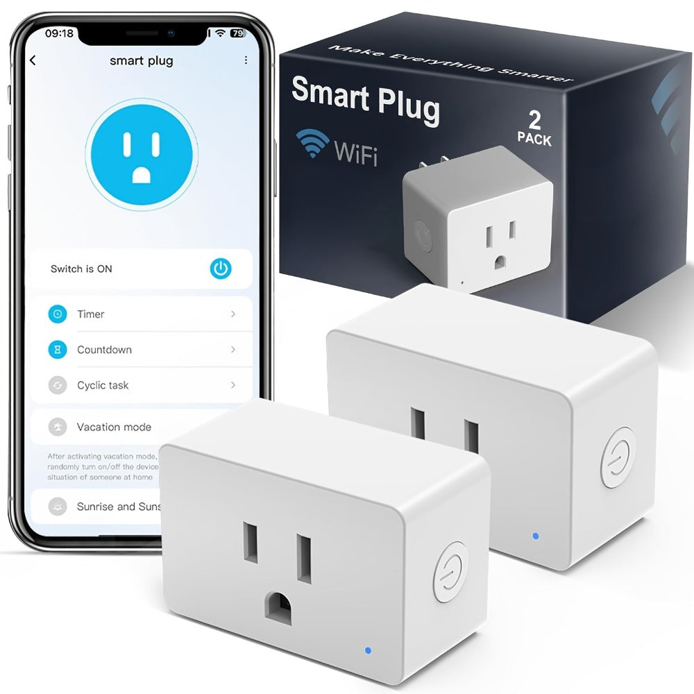 Smart Plug WiFi 15A with Timer Group Control App Remote Works with Alexa Google Home SmartThings Home Assistant Compatible Space-Saving Design 2 Pack 5 Pack - product image