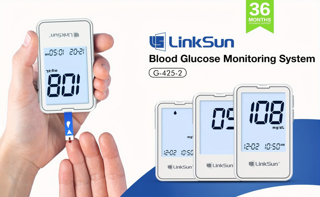 Blood Glucose Monitor Kit with 100 Test Strips & Lancets | Linksun Diabetes Testing Set | Large Display 448 Memory No Coding Glucometer - product image 11