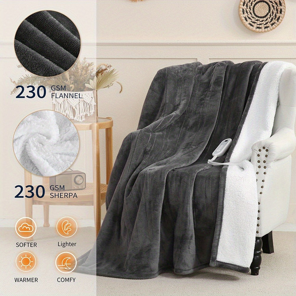 Electric Blanket with Temperature Control and Timer – Extra Large Flannel Heated Blanket, 8 Levels 10-Hour Auto-Off, Machine Washable, PTC+NTC Overheat Protection, Throw Twin Full  - product image 2